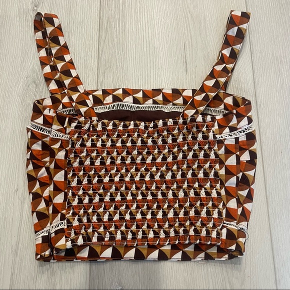 Forever21 Brown Aztec Sleeveless Thin Strap Cropped Tank Top Size Small - Picture 2 of 10